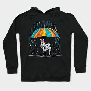 Zebra Rainy Day With Umbrella Hoodie